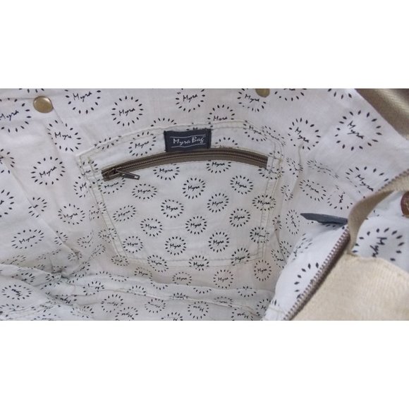 Myra Bag Sustainable Organic Jute Bag Handbag Tan Eco Friendly Up Cycle Zipper - Picture 7 of 8